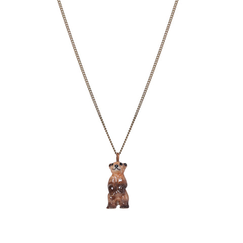 Tiny Standing Brown Bear Necklace