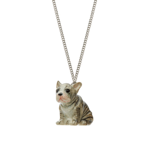 Sitting Grey Frenchie Necklace