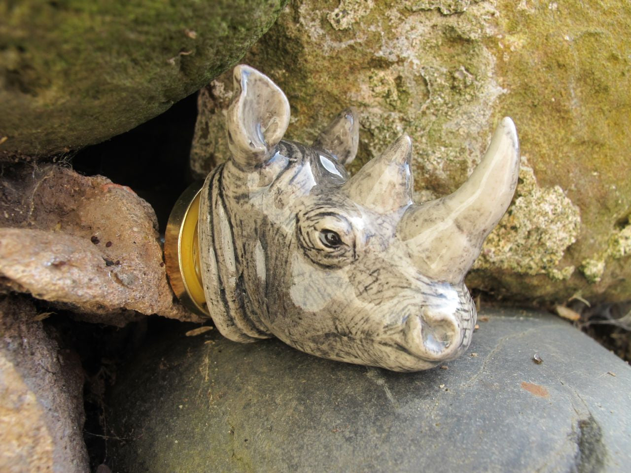 Grey Rhino Head Doorknob