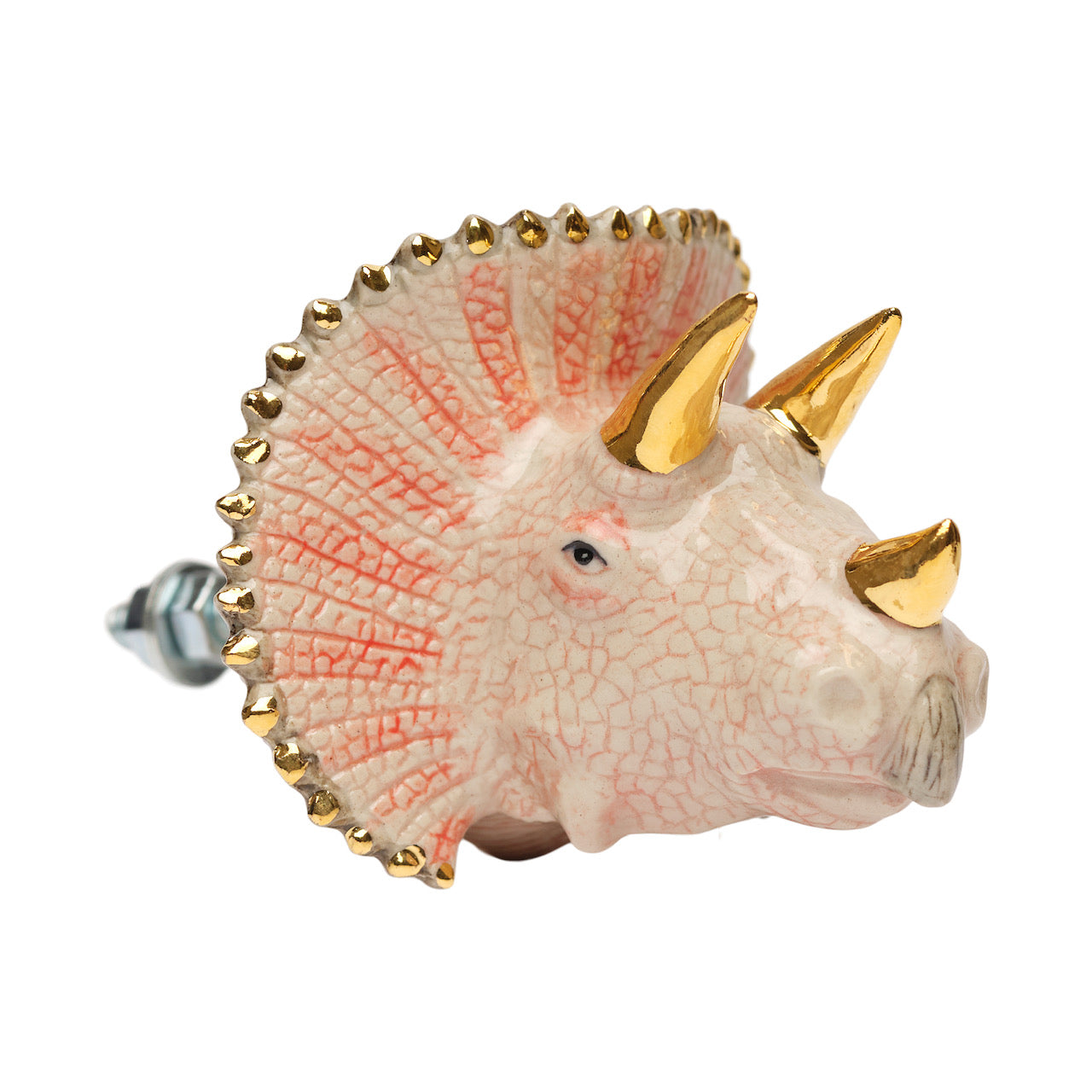 Peach & Gold Triceratops Doorknob