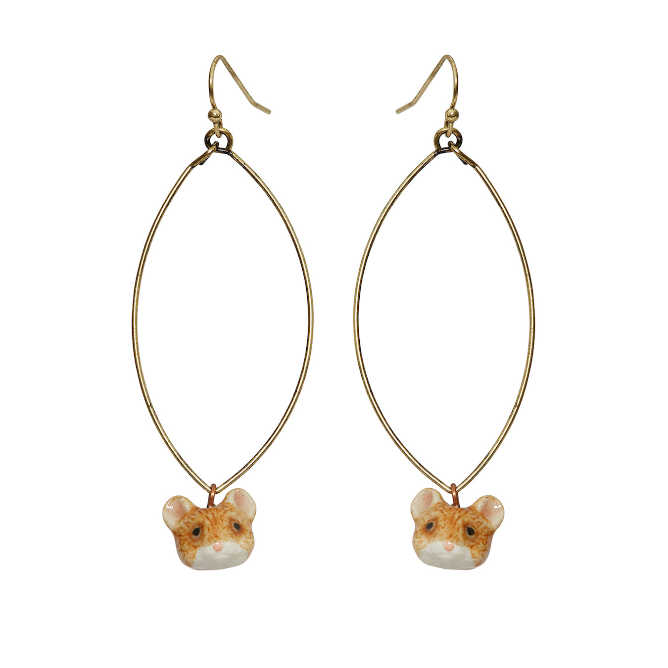 Oval Drop Ballerina Mouse Head Earrings