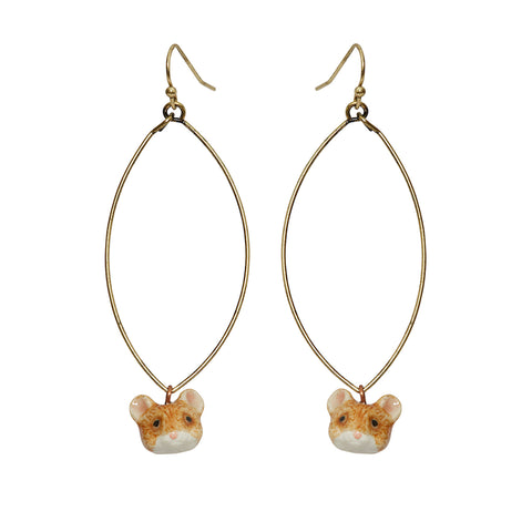 Oval Drop Ballerina Mouse Head Earrings