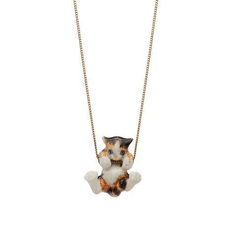 Playful Tortoiseshell Kitten Necklace