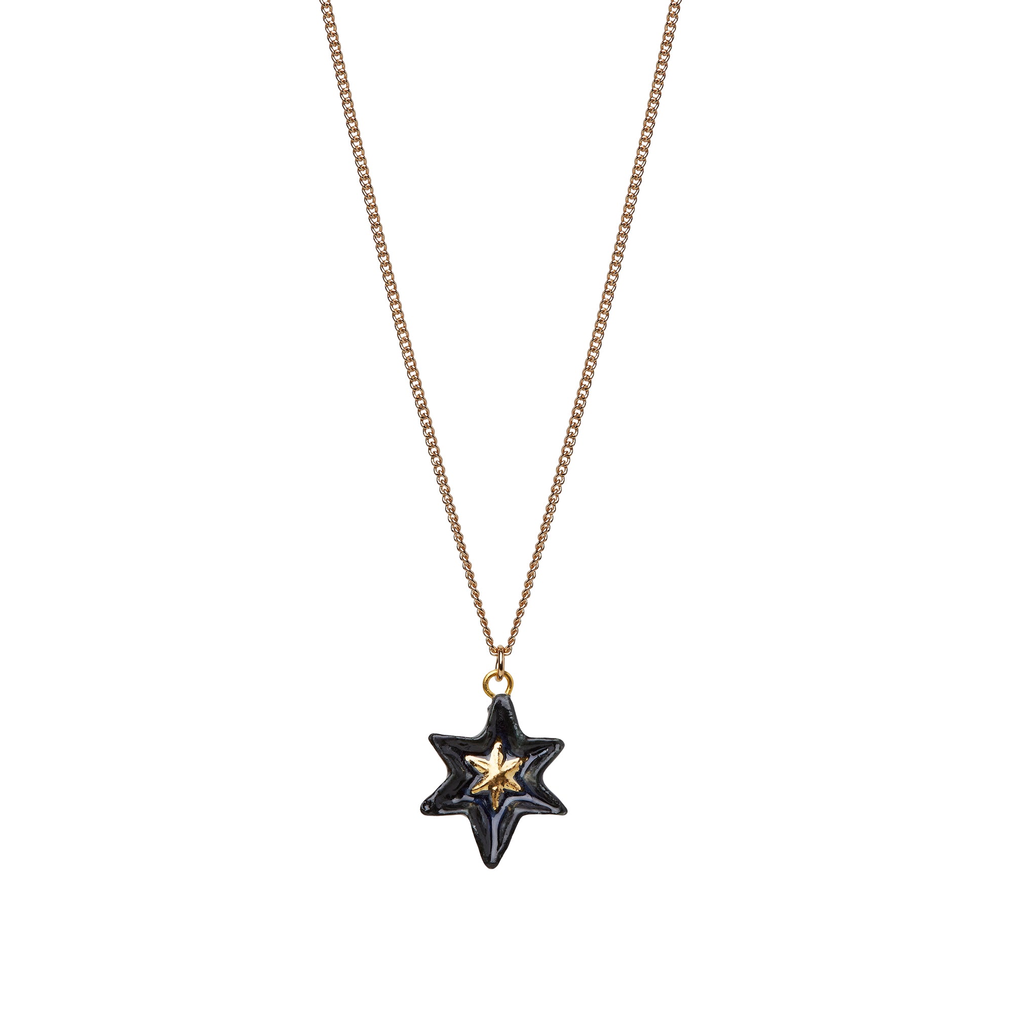 Blue & Gold Star in Star Necklace