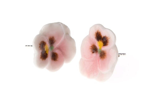 Pink Pansy Earrings